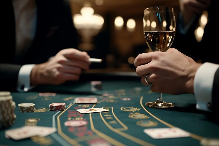 Close-up of Bonanza Gold dealer table showing card positions and betting zones